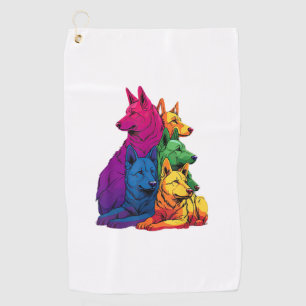 Colourful LGBT Pride German Shepherd Dog Pile Golf Towel