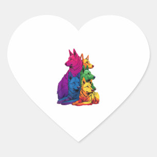 Colourful LGBT Pride German Shepherd Dog Pile  Heart Sticker