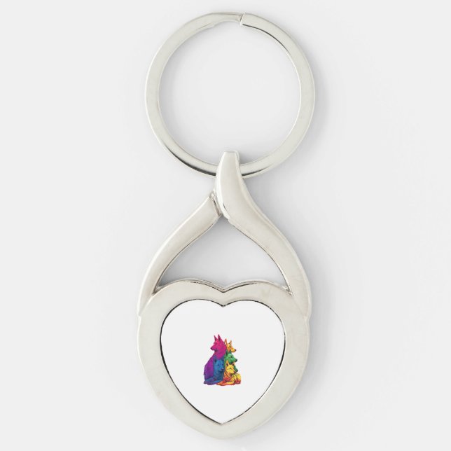 Colourful LGBT Pride German Shepherd Dog Pile  Key Ring (Front)
