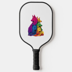 Colourful LGBT Pride German Shepherd Dog Pile  Pickleball Paddle