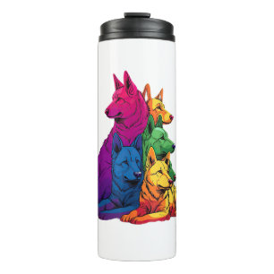 Colourful LGBT Pride German Shepherd Dog Pile Thermal Tumbler
