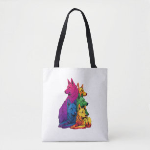 Colourful LGBT Pride German Shepherd Dog Pile Tote Bag