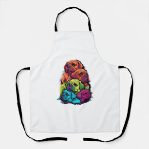 Colourful LGBT Pride Puggle Dog Pile  Apron