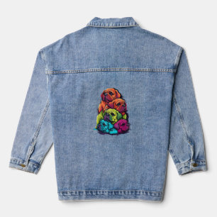 Colourful LGBT Pride Puggle Dog Pile  Denim Jacket