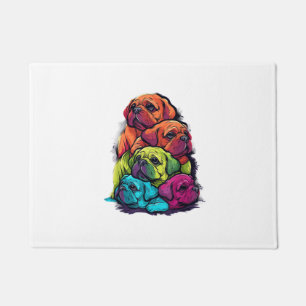 Colourful LGBT Pride Puggle Dog Pile Doormat