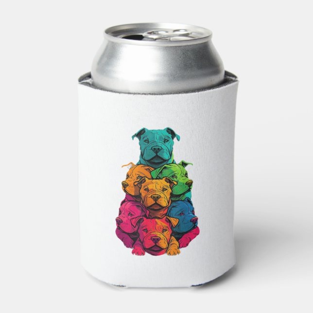 Colourful LGBT Pride Staffordshire Bull Terrier Do Can Cooler (Can Front)