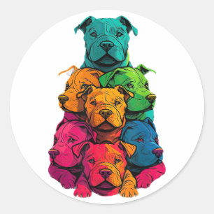 Colourful LGBT Pride Staffordshire Bull Terrier Do Classic Round Sticker