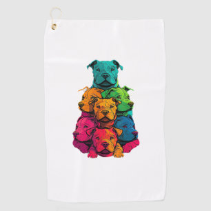 Colourful LGBT Pride Staffordshire Bull Terrier Do Golf Towel
