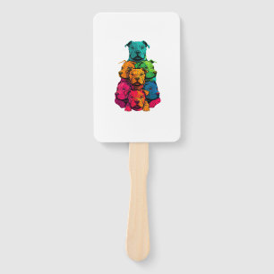 Colourful LGBT Pride Staffordshire Bull Terrier Do Hand Fan