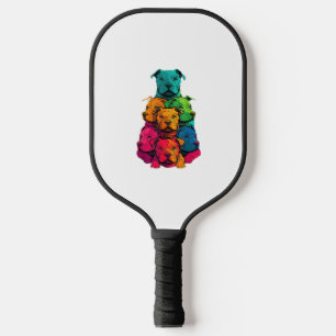 Colourful LGBT Pride Staffordshire Bull Terrier Do Pickleball Paddle