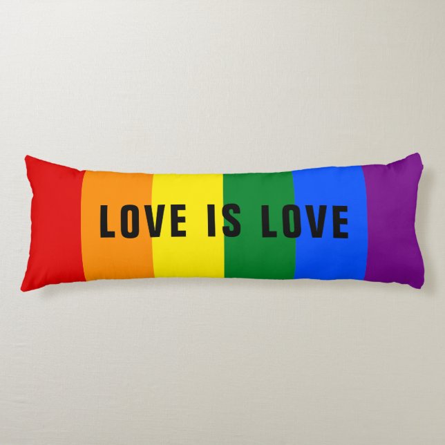 Colourful LGBT Rainbow Gay Pride Flag Custom Text Body Cushion (Front)