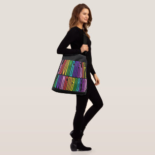 Colourful LGBTQ Rainbow Flag Colours Typography Crossbody Bag