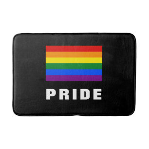 Colourful LGBTQ Rainbow Gay Pride Flag Custom Text Bath Mat