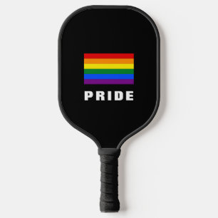 Colourful LGBTQ Rainbow Gay Pride Flag Custom Text Pickleball Paddle