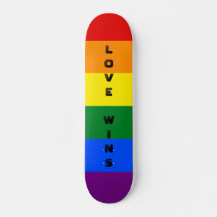 Colourful LGBTQ Rainbow Gay Pride Flag Custom Text Skateboard