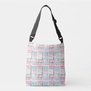 Colourful Library Words Subway Art  Crossbody Bag