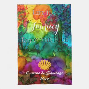Colourful Life is a Journey Enjoy the Ride Tea Towel