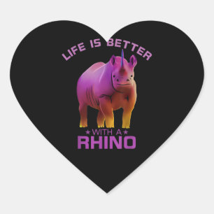 Colourful Life Is Better With A Rhino Cute Wild Heart Sticker