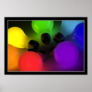 Colourful light bulbs - Poster