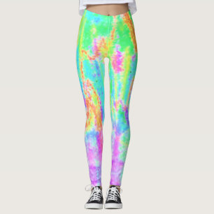 Colourful Light Colours Green Turquoise Pink Orang Leggings