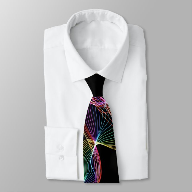 Colourful Light Matrix Black Neck Tie (Tied)