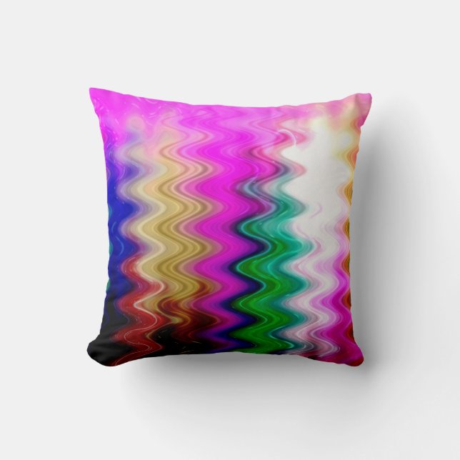 Colourful Light waves abstract art Cushion (Front)