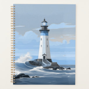 Colourful lighthouse on the ocean planner