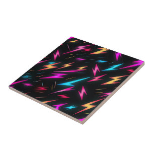 Colourful Lightning Bolt Pattern Ceramic Tile