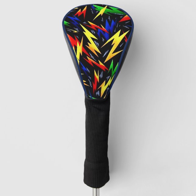 Colourful Lightning Bolts Golf Head Cover (Front)
