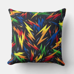 Colourful Lightning Bolts Pattern Cushion