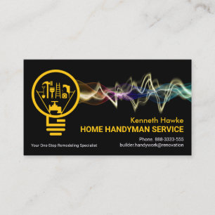 Colourful Lightning Powering Handyman Bulb Business Card