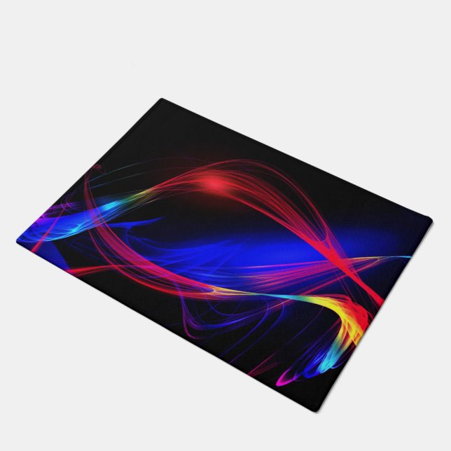 Colourful Lights Black Doormat (Angled)