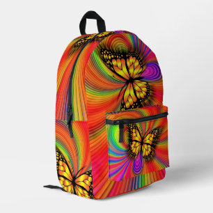 Colourful Lights Flying Gold Butterfly Backpack