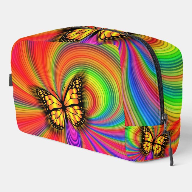 Colourful Lights Gold Butterflies Dopp Kit (Right Corner)