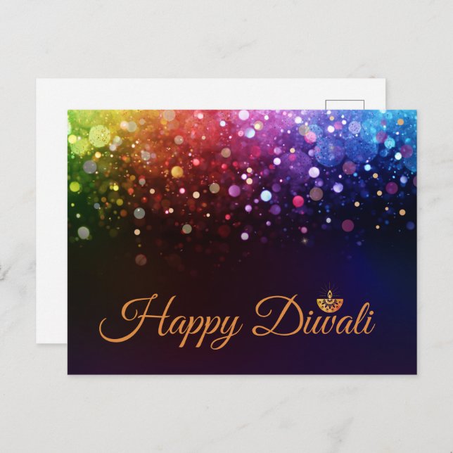 Colourful Lights Happy Diwali  Postcard (Front/Back)