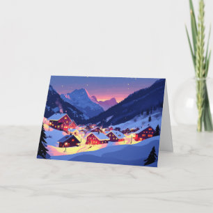 Colourful Lights in Mountain Village Card