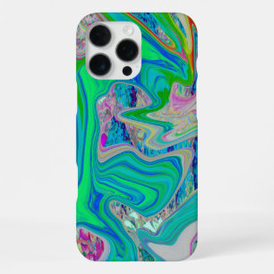 Colourful Lime Green Abstract Retro Liquid Art iPhone 16 Pro Max Case