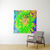 Colourful Lime Green and Yellow Blooming Dahlia