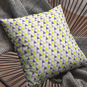Colourful Lime Green Purple Geometric Pattern Cushion