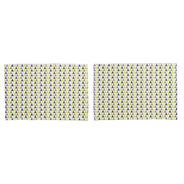 Colourful Lime Green Purple Geometric Pattern Pillowcase (Front-Set)