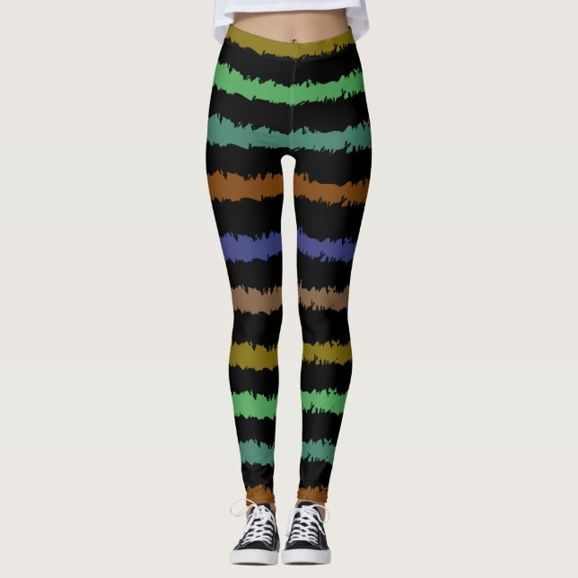 Colourful Line Abstract Pattern Leggings (Front)