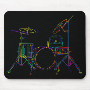 Colourful Line Art Drum Set Mouse Pad