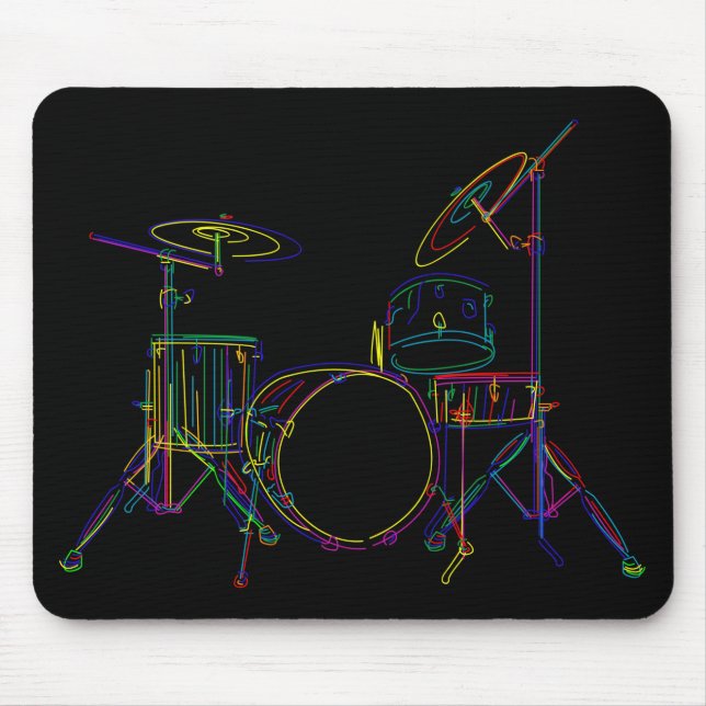 Colourful Line Art Drum Set Mouse Pad (Front)