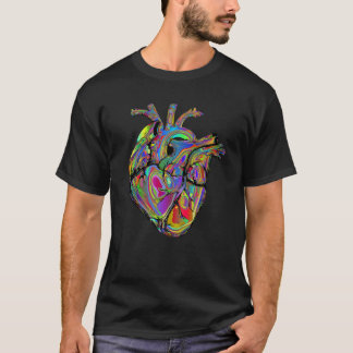 Colourful Line Art Human Heart Anatomy T-Shirt