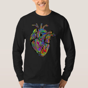 Colourful Line Art Human Heart Anatomy T-Shirt