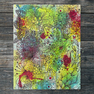 Colourful Line Art Ink and Watercolor Splashes Jigsaw Puzzle