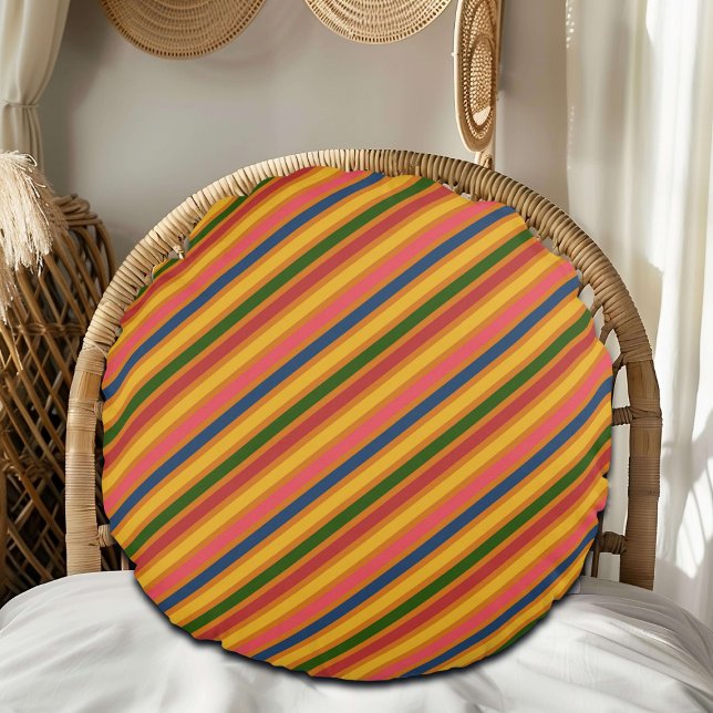 Colourful Line Pattern Round Cushion (Creator Uploaded)