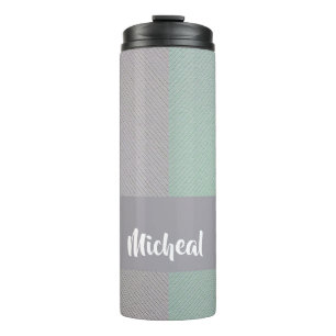 Colourful lined blocks pattern thermal tumbler