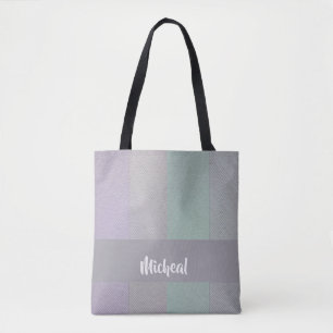 Colourful lined blocks pattern tote bag