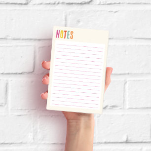 Colourful Lined Cream Post-it Notes